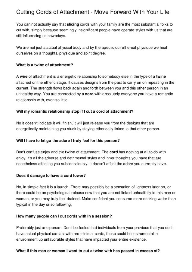 Cutting Cords of Attachment Move Forward With Your Life