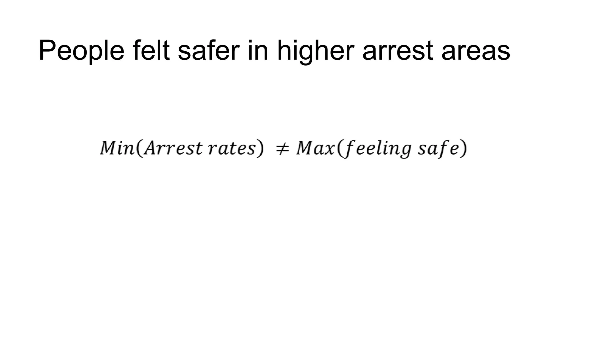 People felt safer in higher arrest areas
 
