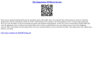 The Importance Of Direct Service | PPT