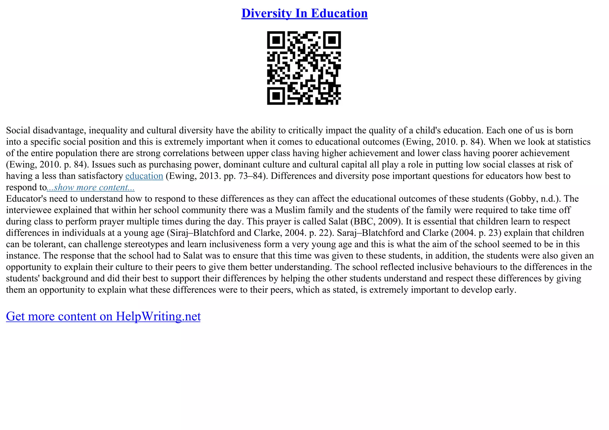 The Importance Of Diversity In Education | PDF