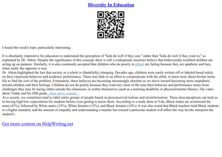 The Importance Of Diversity In Education | PDF