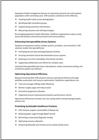The Importance of EHR Solutions in Optimizing Healthcare Costs | PDF