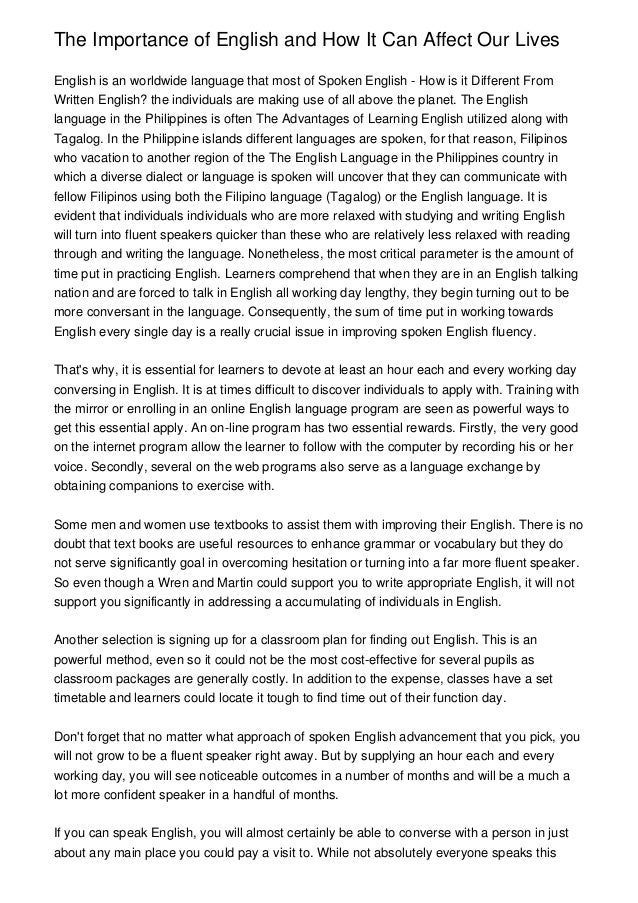 essay about importance of learning english