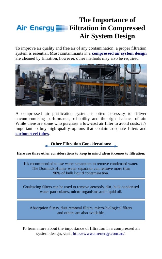 The importance of filtration in compressed air system design