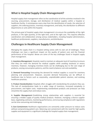 The Importance of Hospital Supply Chain Management in Healthcare | PDF