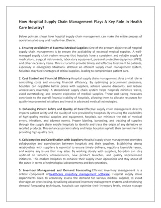The Importance of Hospital Supply Chain Management in Healthcare | PDF