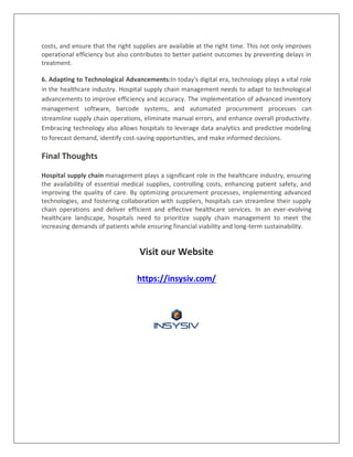 The Importance of Hospital Supply Chain Management in Healthcare | PDF