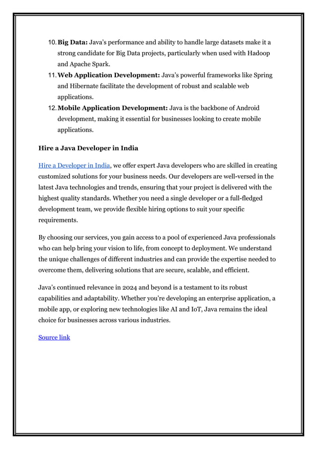 The Importance of Java Programming Language for Industry Projects in ...