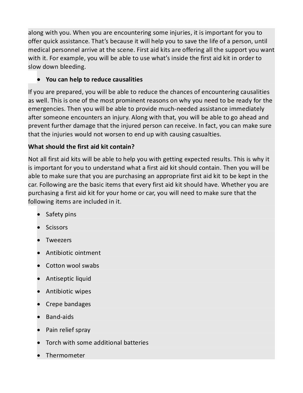 The importance of keeping a first aid kit Winnipeg in your car