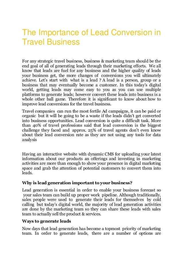 The importance of lead conversion in travel busines 2 the importance of lead conversion in travel busines 1 638