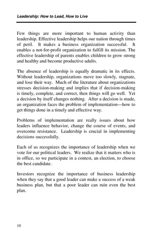The importance of leadership | PDF