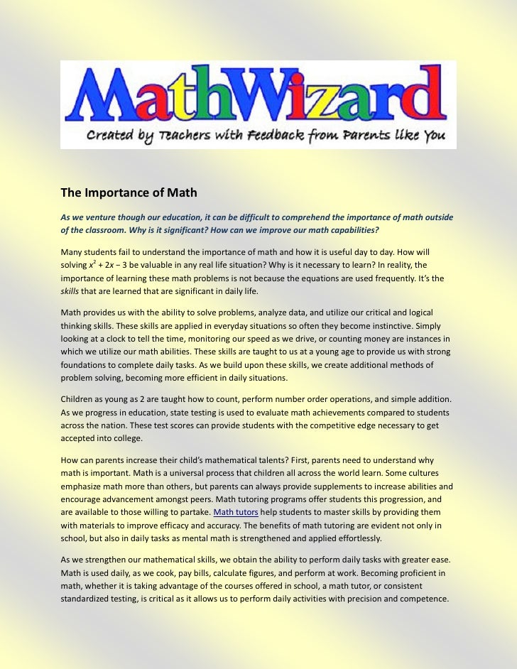 The Importance Of Teaching Mathematics The Importance Of Teaching Mathematics