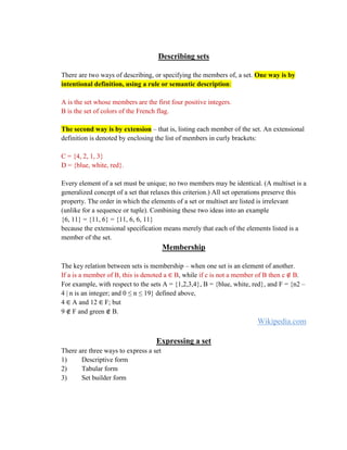 Written Description Set Math The importance of math | DOCX