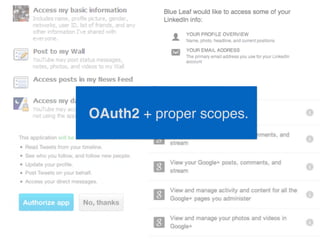OAuth2 + proper scopes.
 