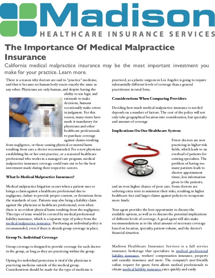 The importance of medical malpractice insurance