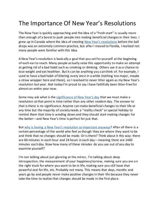 The importance of new years resolutions
