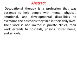 The importance of occupational therapy for autism | PPTX