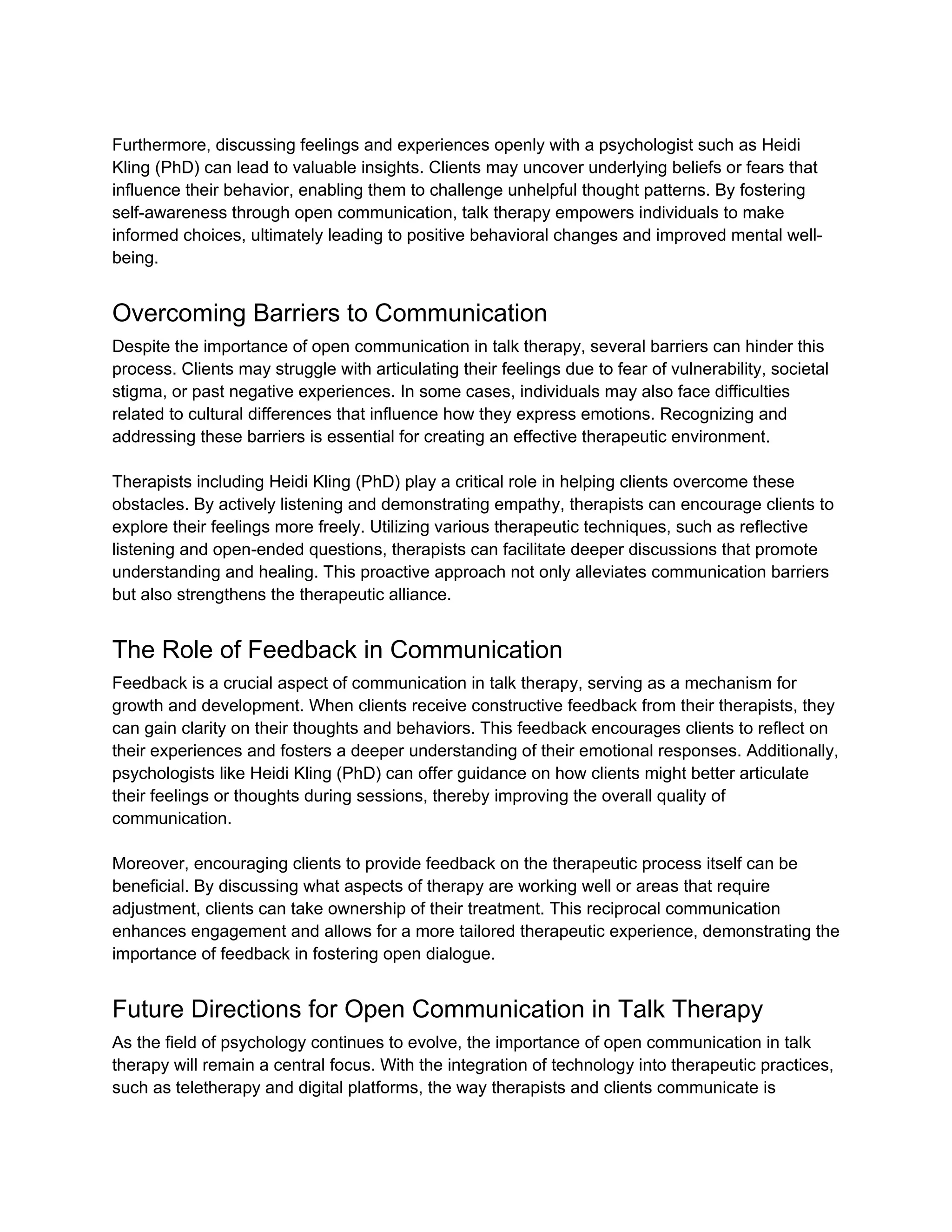 The Importance of Open Communication in Talk Therapy by Therapists like ...