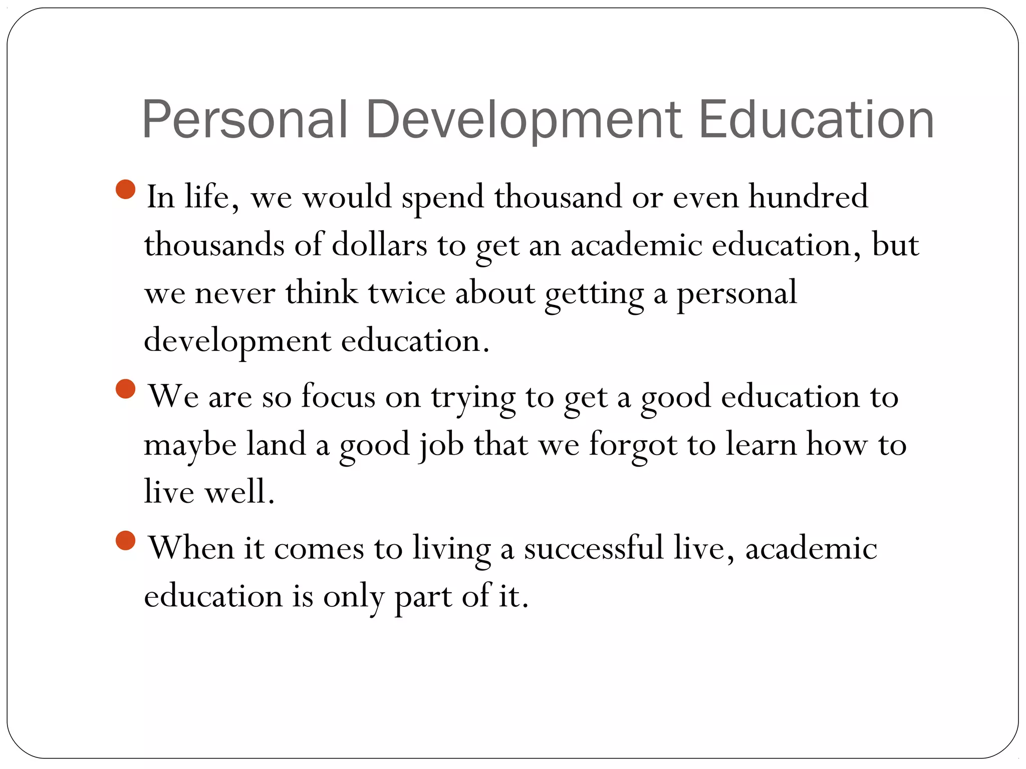 The importance of personal development | PPT | College Planning ...