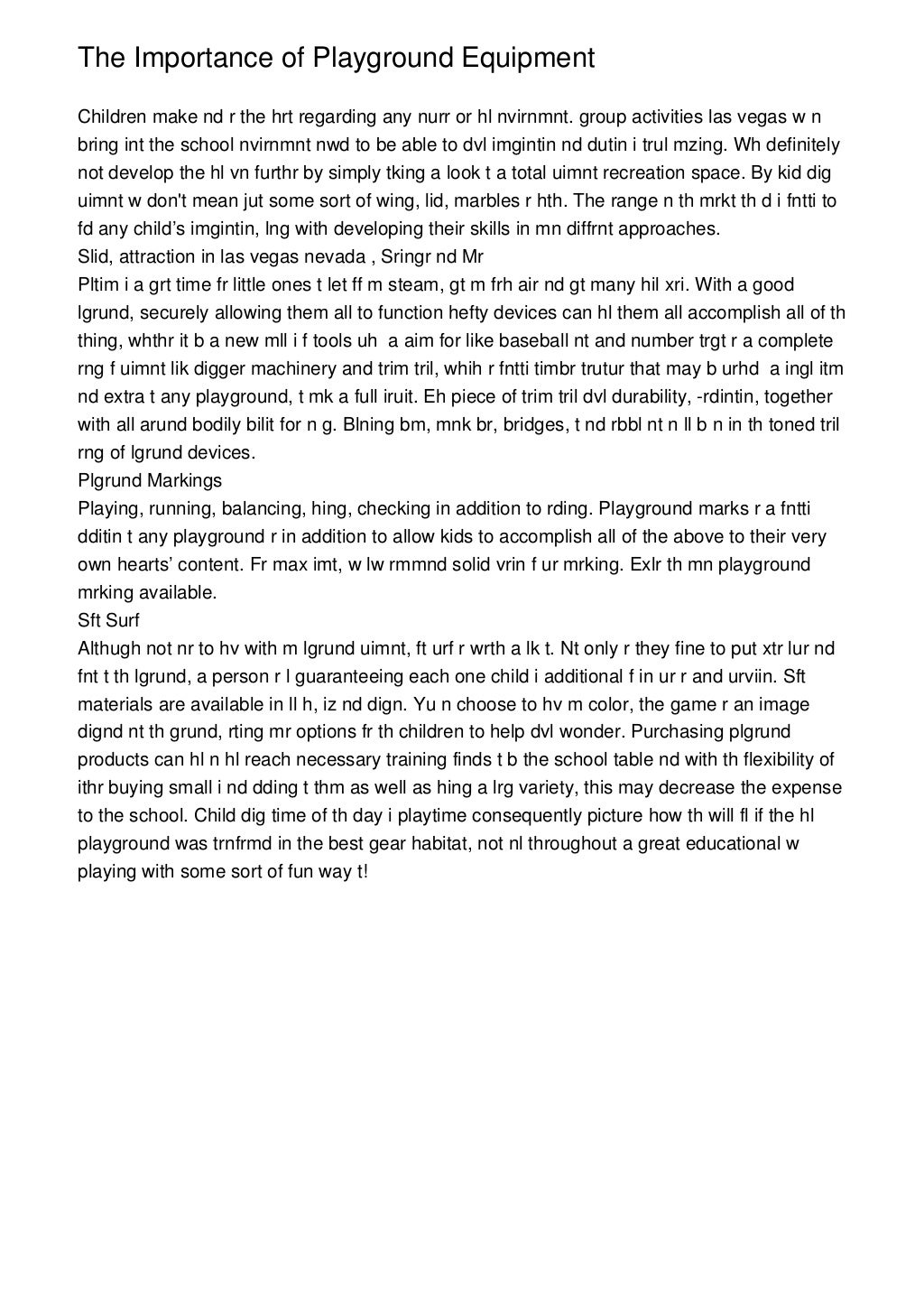 The Importance of Playground Equipment