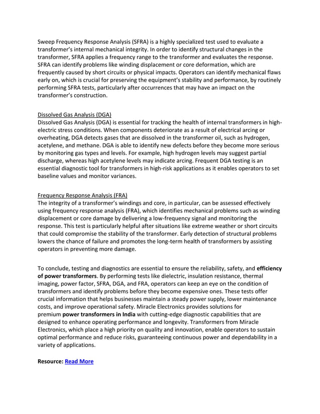The Importance Of Power Transformer Testing pdf The importance of power transformer testing pdf
