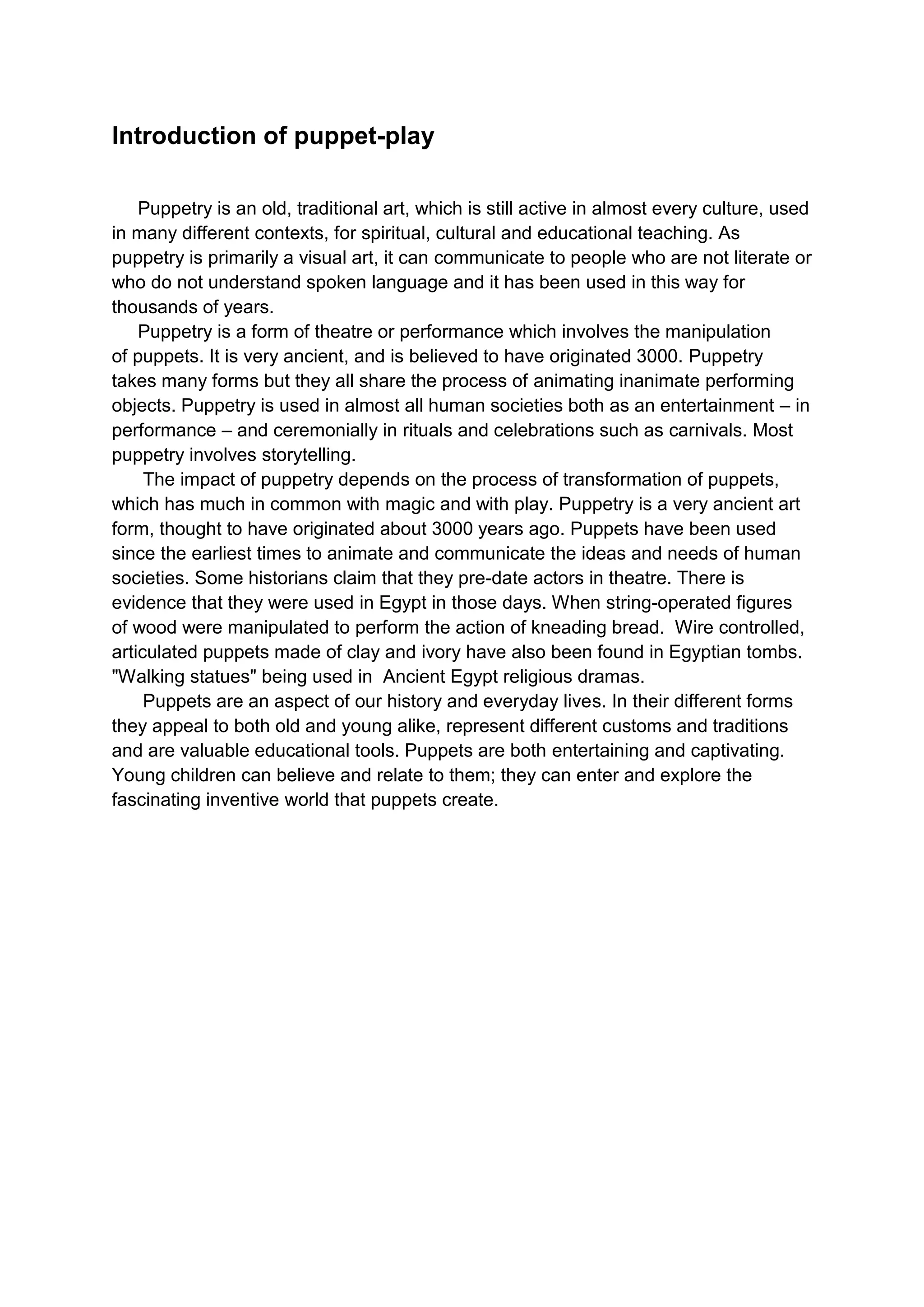 The importance of puppets | DOCX
