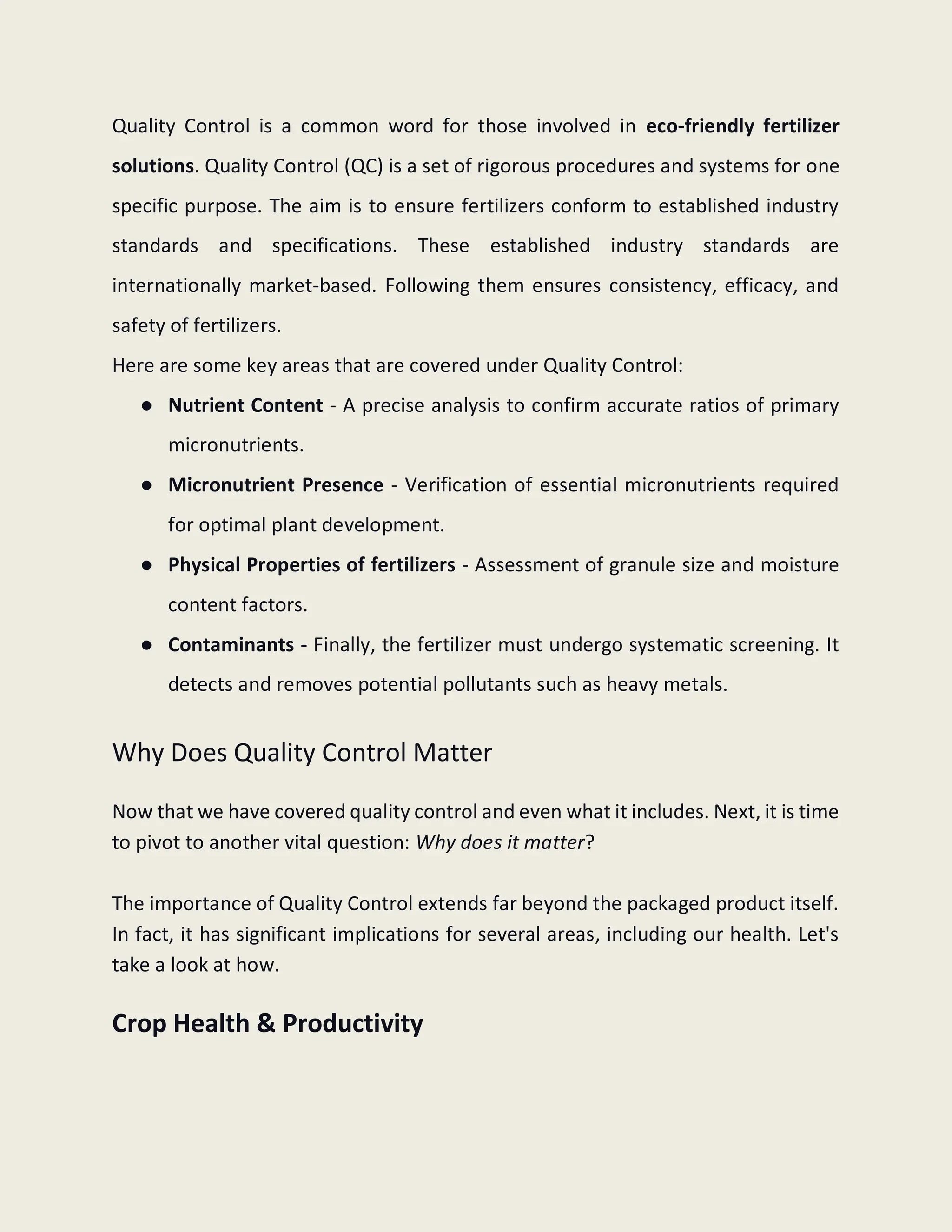 The Importance of Quality Control in the Fertilizer Industry | PDF