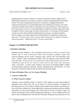 The importance of reading on teaching and learning | PDF