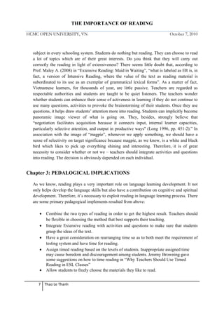 The importance of reading on teaching and learning | PDF