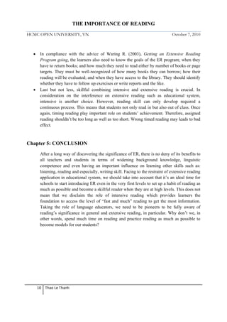 The importance of reading on teaching and learning | PDF