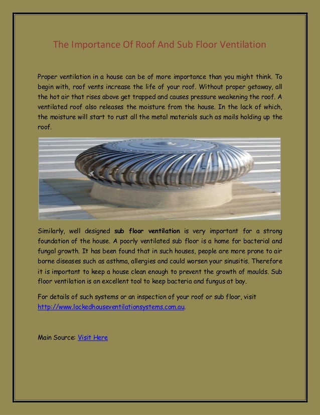 Under Floor Ventilation