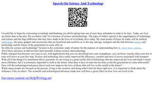 The Importance Of Science And Technology | PDF