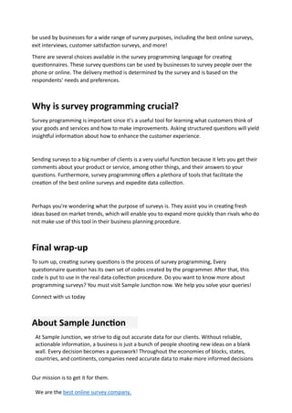The Importance of Survey Programming Sample Junction-Best Online Survey ...