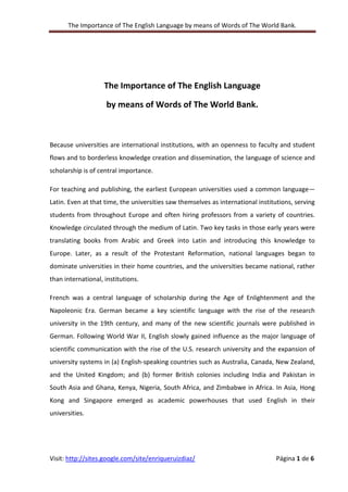 The importance of the english language ... | PDF