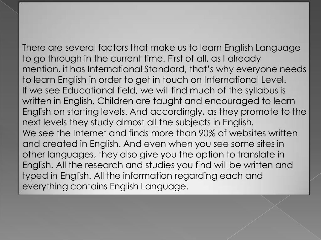 The importance of the english language