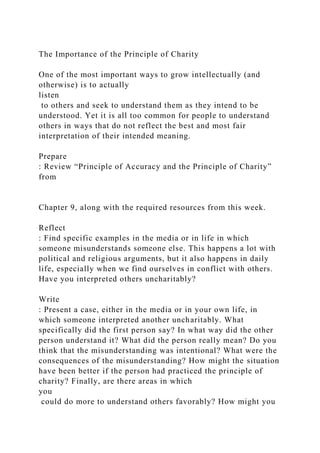 The Importance of the Principle of CharityOne of the most import.docx