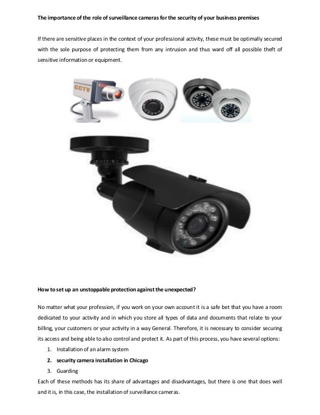 The importance of the role of surveillance cameras for the security of