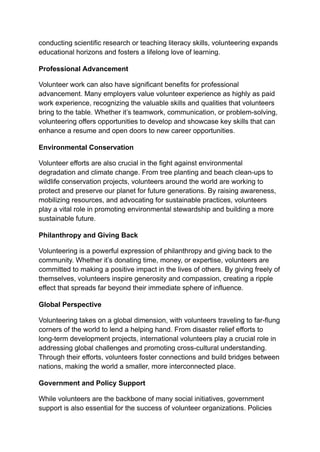 The Importance of Volunteering in Society | PDF