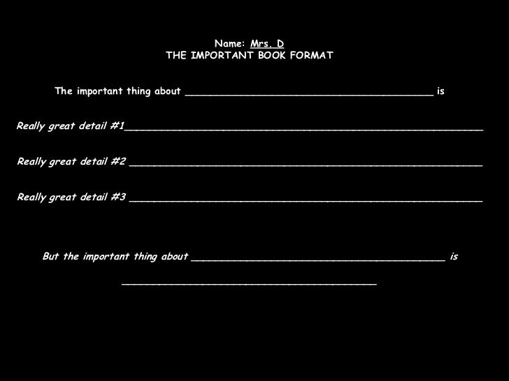 The Important Book Ppt