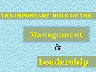 THE IMPORTANT ROLE OF THE 
& 
Leadership 
 