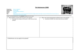 The Inbetweeners (2008)
Programme:       Series 1, Episode 1
Release Date:    01 May 2008
Writers:         Damon Beesley, ...