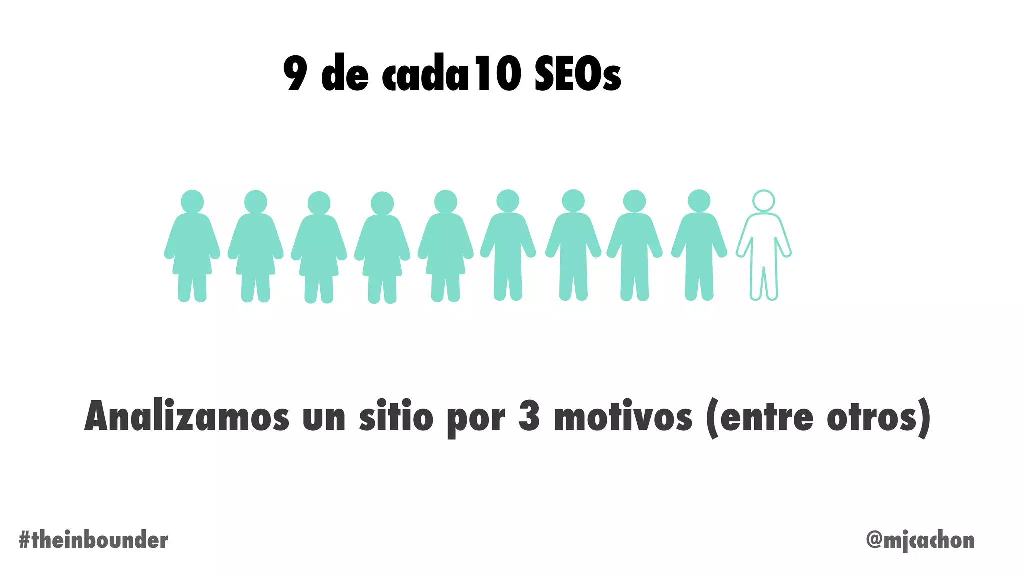 @mjcachon#theinbounder
Analizamos un sitio por 3 motivos (entre otros)
9 de cada10 SEOs
 