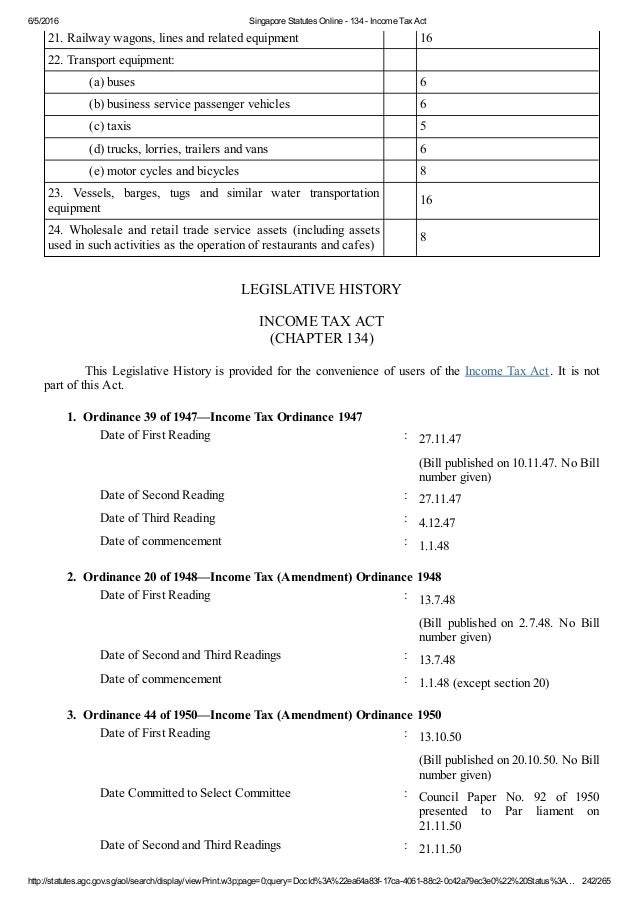 Singapore Tax Act Chapter 134