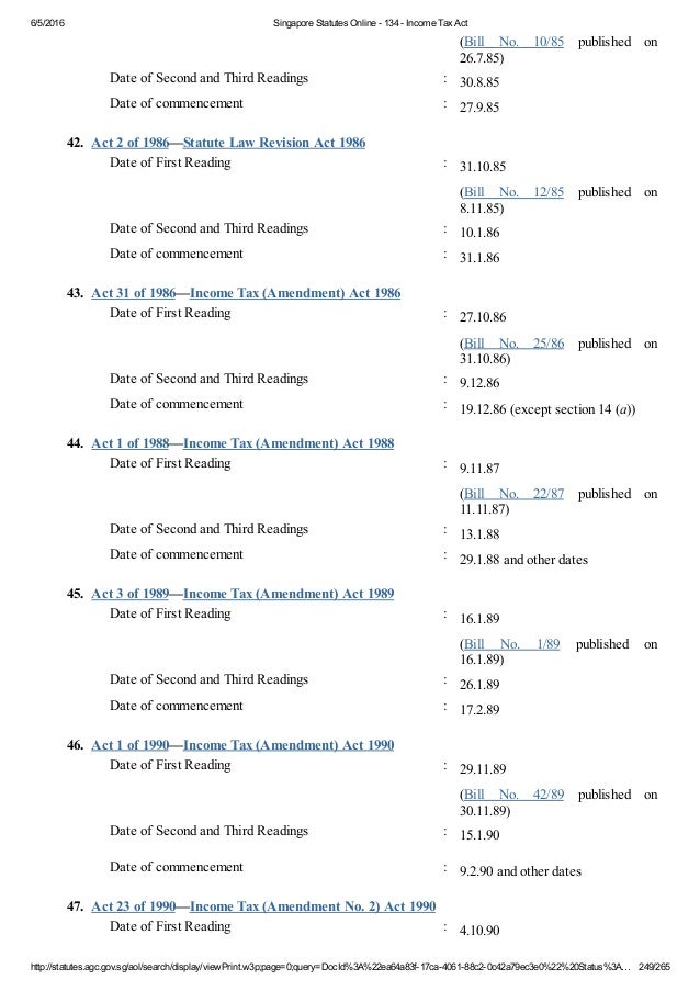 Singapore Tax Act Chapter 134
