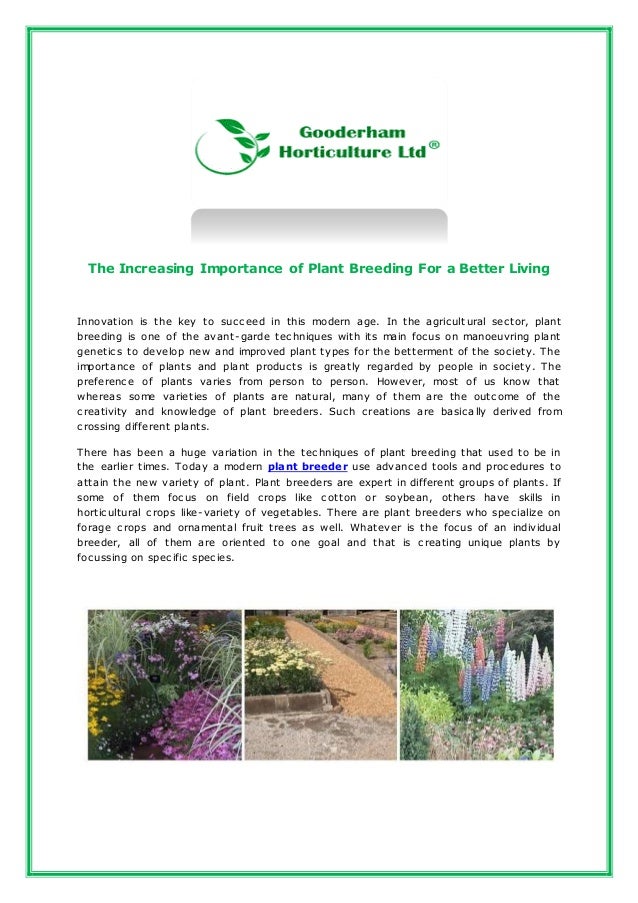 The increasing importance of plant breeding for a better