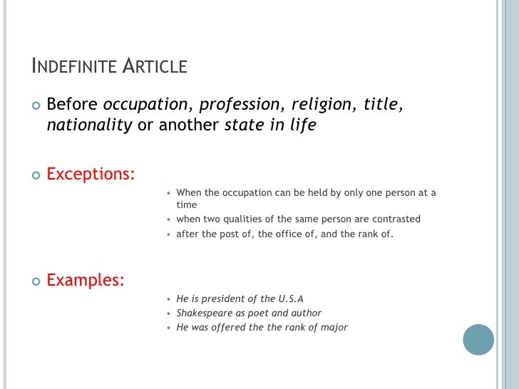The Indefinite Article