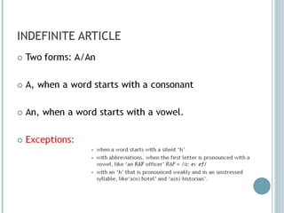 INDEFINITE ARTICLE 
