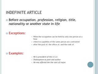 INDEFINITE ARTICLE 