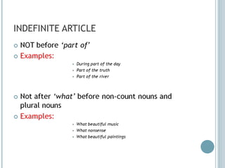INDEFINITE ARTICLE 