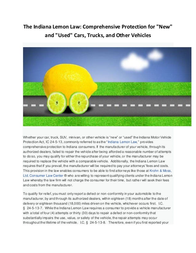 lemon law indiana